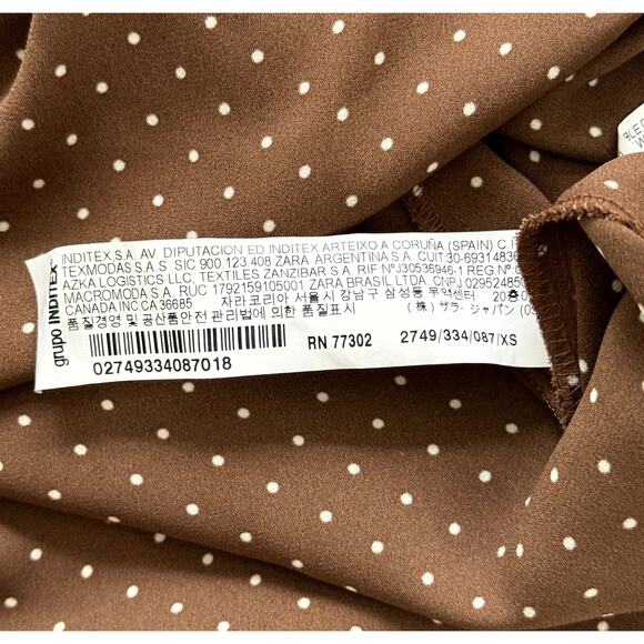 Zara Basic Brown White Polka Dot Sleeveless blouse XS - Picture 9 of 9